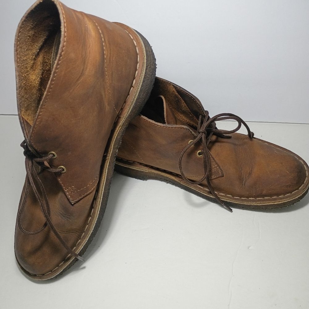 Clarks Men's Leather Chukka Boots Monahan Chukka Beeswax Leather Size 7.5 - Picture 4 of 7